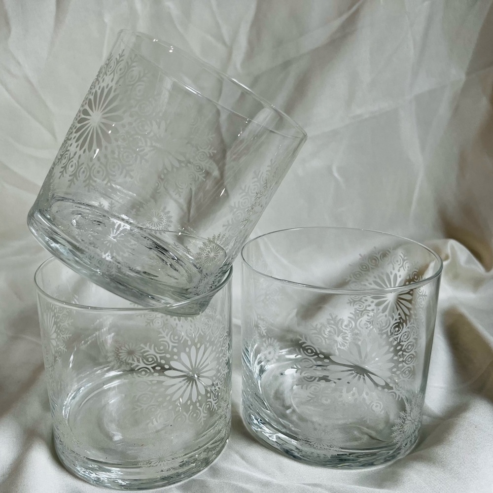 Set of 3 Mandala Etched Juice glasses